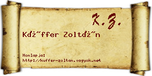 Küffer Zoltán névjegykártya